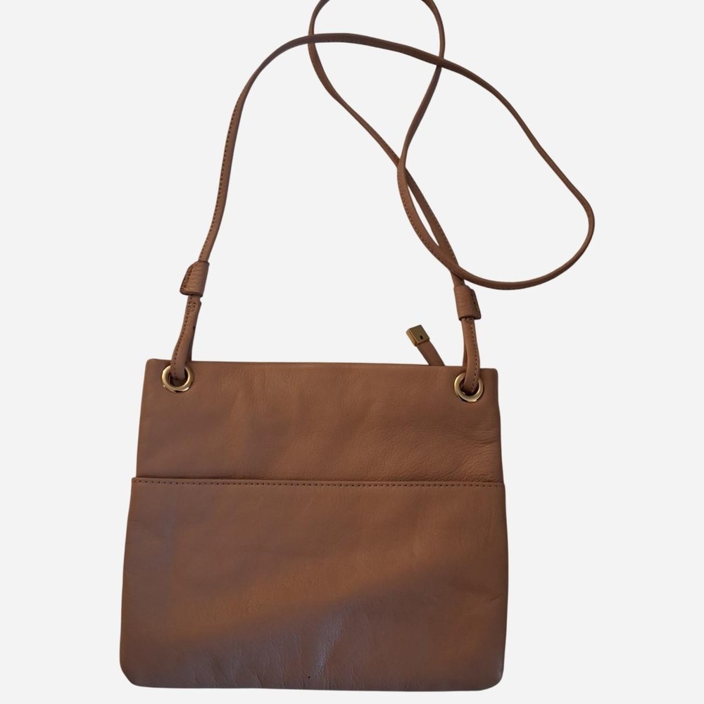Margot leather crossbody bag color is pink/peach very soft great small bag
